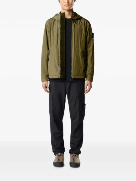 Geacă Stone Island cu glugă cu strasuri verde