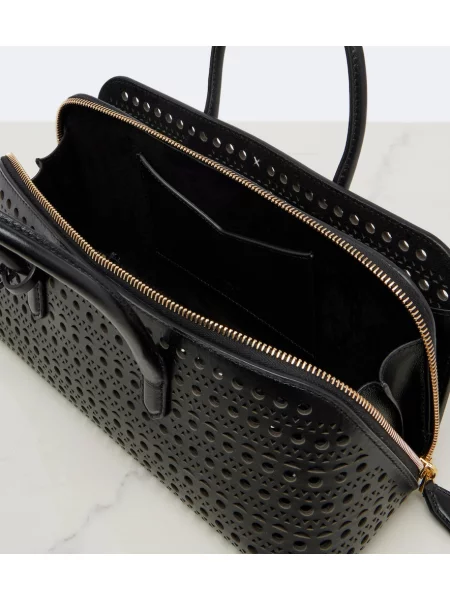 Top Alaïa din piele negru