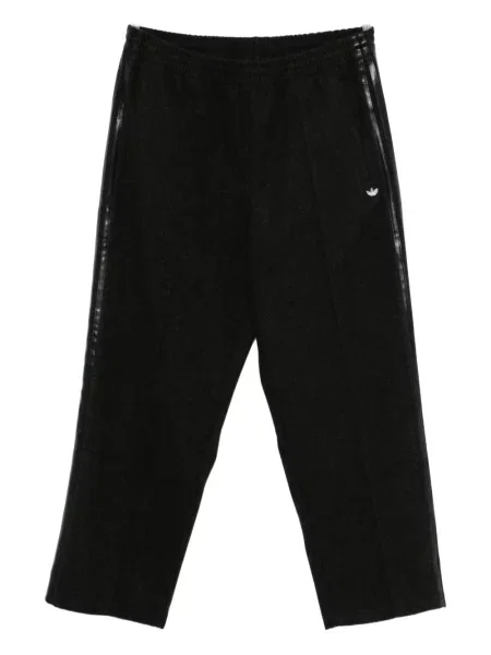 Pruhované kalhoty Adidas s výšivkou na platformě černé