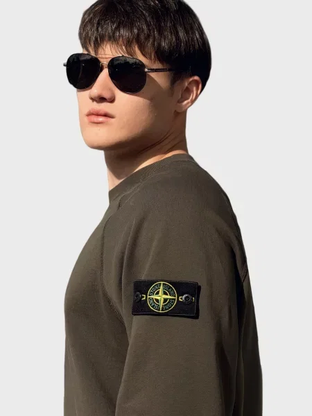 Флисовый свитшот Stone Island с камнями коричневый