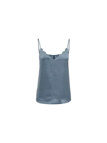 Jedwabna bluzka Only elegancka z dekoltem w serek niebieska