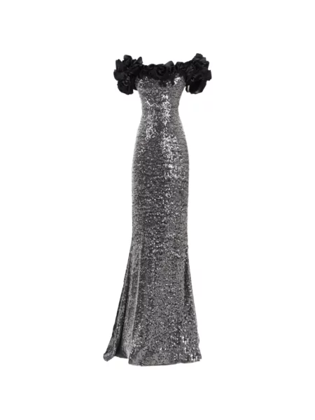 Sukienka maxi Gemy Maalouf w kwiatki szara