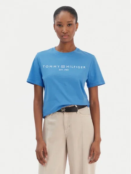TOMMY HILFIGER Tričko azúrová / biela modrá
