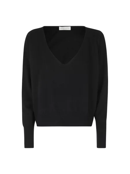 Sweter Roberto Collina z dekoltem w serek czarny