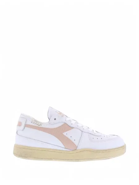 Sneakerși Diadora cu șireturi din dantelă alb