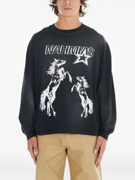 Tricou Nahmias cu imagine lung negru