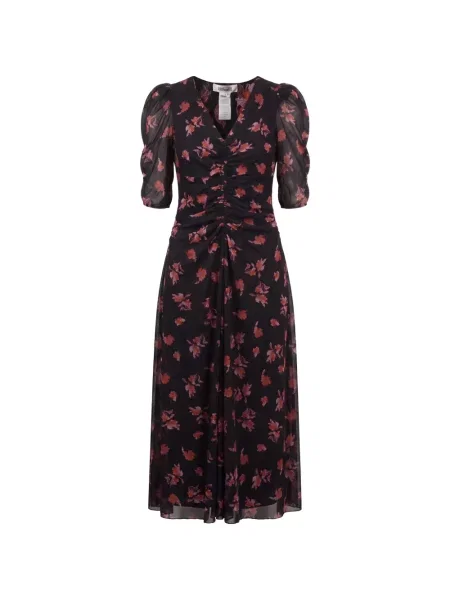 Rochie midi Dvf Diane Von Furstenberg cu model floral cu imagine negru