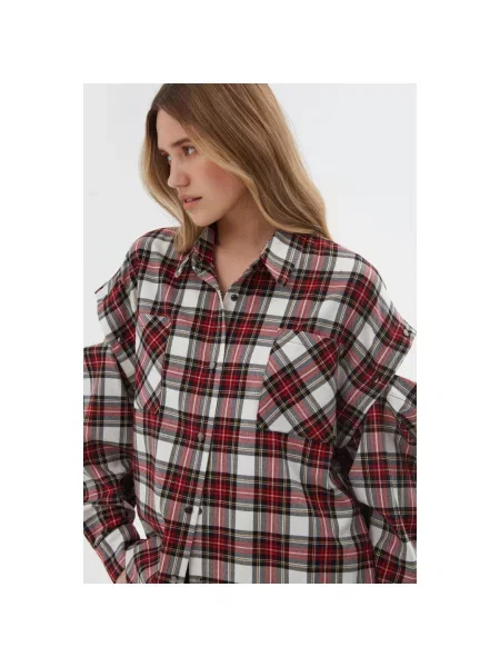 Сорочка червоно-сіра Estro сіра