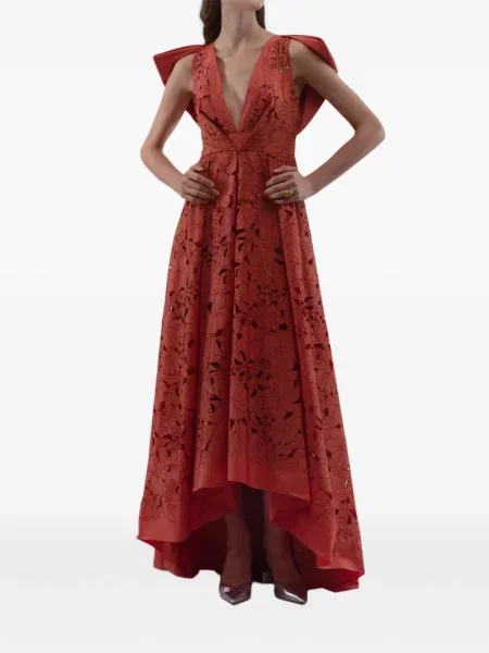 Rochie Gemy Maalouf cu model floral asimetrică portocaliu