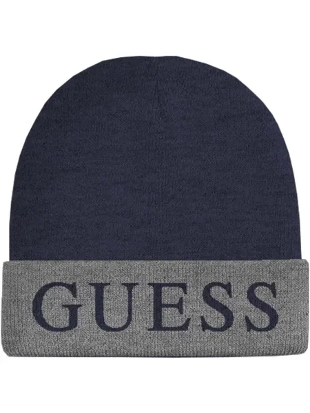 Čiapka s prímesou vlny Guess modrá