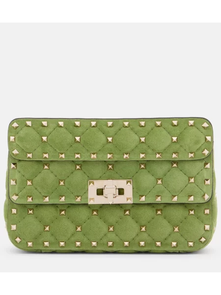 Top Valentino Garavani din piele de căprioară verde