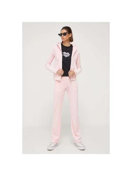 Juicy Couture bluza Robertson z kapturem gładka różowy
