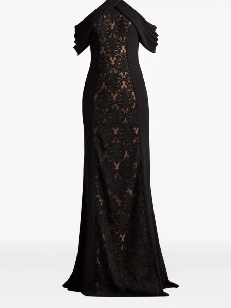 Рокля Tadashi Shoji с дантела черно