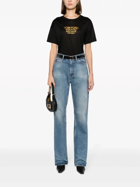 Šilkinis raštuotas marškinėliai Tom Ford juoda