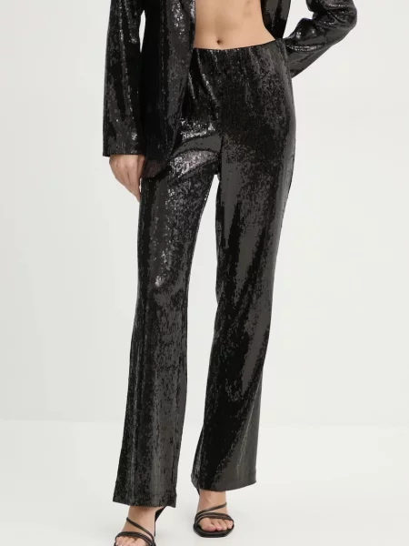 Bruuns Bazaar pantaloni femei drept medium waist negru