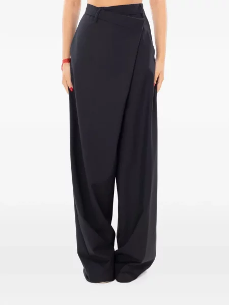 Pantaloni White Sand asimetrice alb