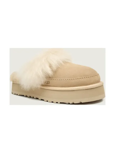 UGG papuci din piele întoarsă Disquette Chalet bej