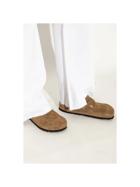 Klapki Birkenstock skórzane brązowe