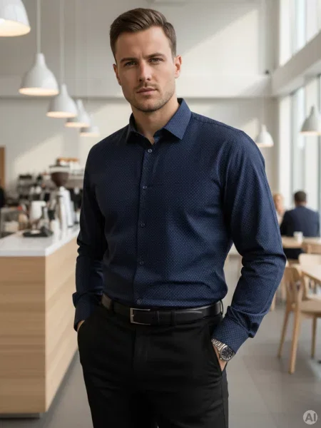 Koszula slim fit we wzory Dstreet granatowa