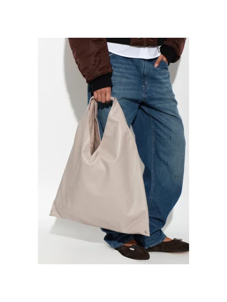 Maison Margiela torebka shopper skórzana beżowa