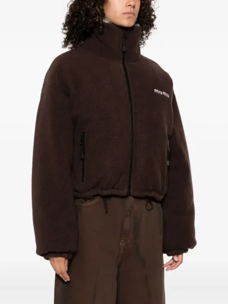 Geacă cu puf Miu Miu din fleece maro