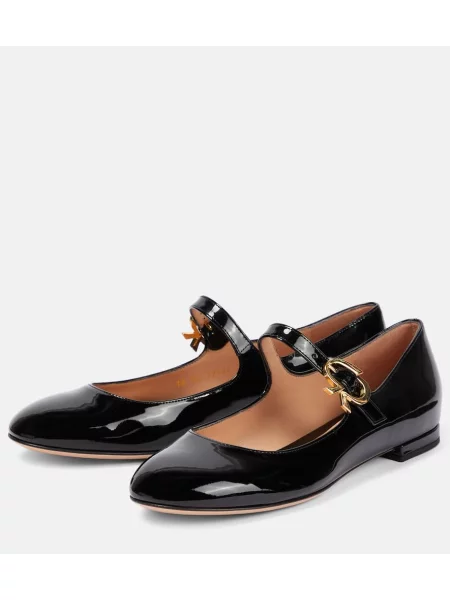 Balerini Gianvito Rossi din piele negru
