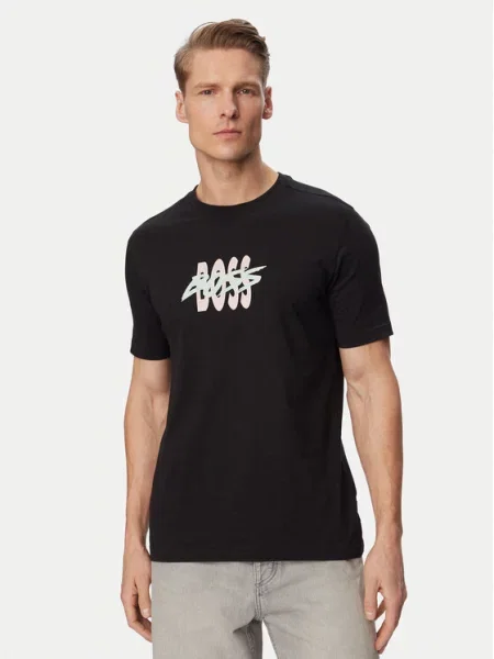 BOSS Tricou verde mentă / roz pastel negru