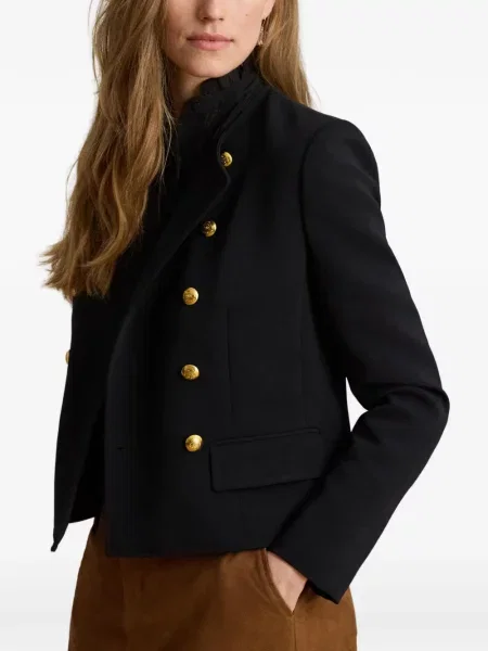 Двуредно яке Lauren Ralph Lauren от креп черно