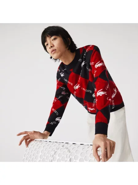 Lacoste Żakardowy Sweter Z Monogramem