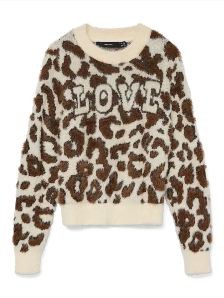 VERO MODA Pulover VMJUNGLE bej / maro negru