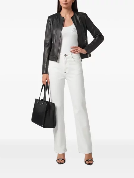 Blugi drepți Philipp Plein alb