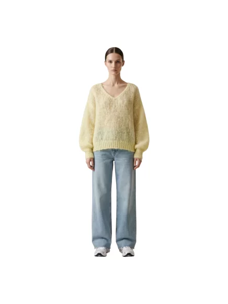 Sweter Americandreams wełniany żółty