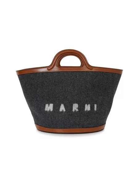 Shopperka Marni z nadrukiem szara