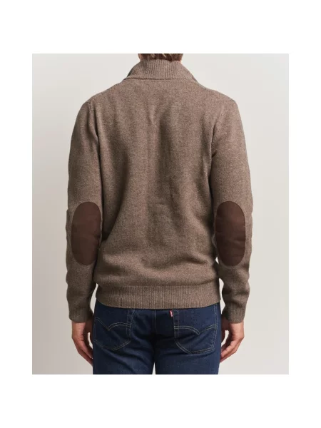 Sweter Barbour wełniany pleciony brązowy