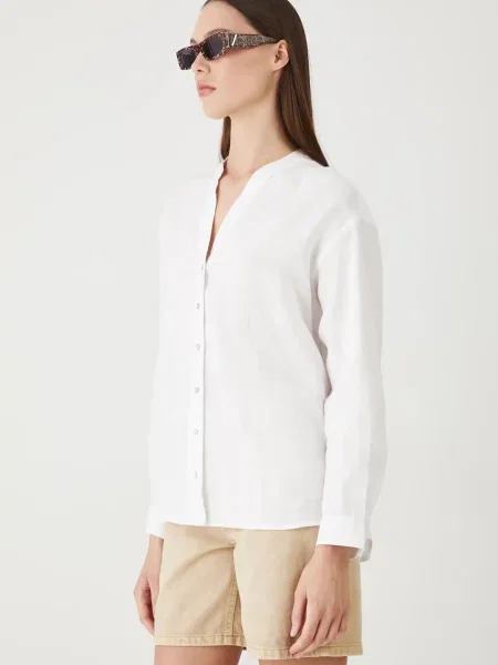 Lanena bluza Medicine bez uzorka bijela