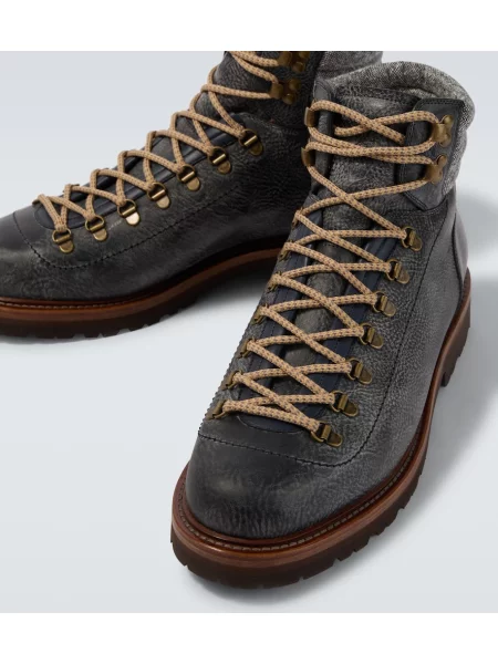Botine Brunello Cucinelli din piele albastru