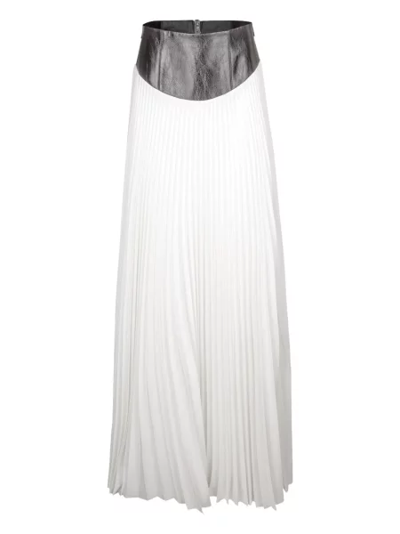 Fustă din piele Brandon Maxwell plisată alb