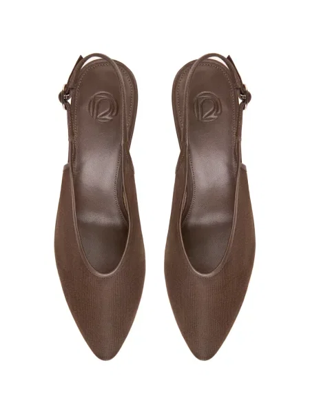 Pantofi cu toc 12 Storeez plasă slingback maro