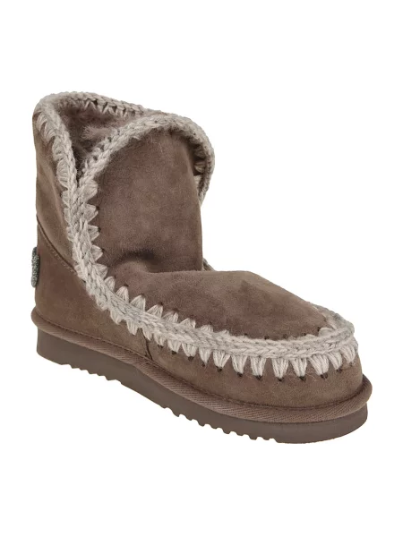 Buty do kostki Mou skórzane z logo brązowe