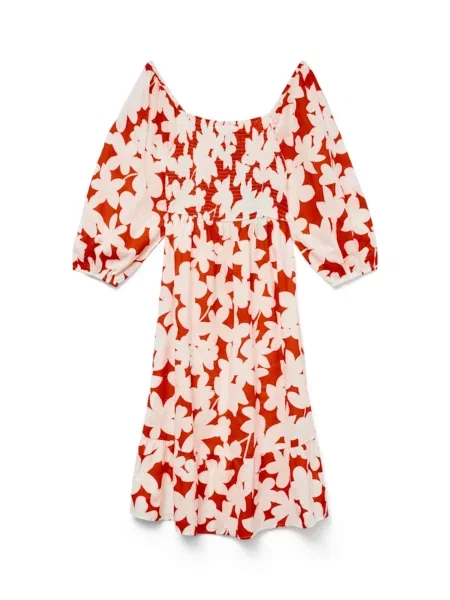 VERO MODA Šaty VMDicthe ohnivá / offwhite červená