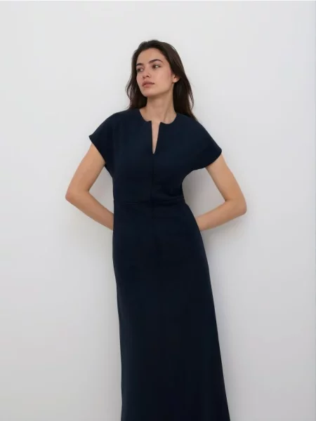 Reserved Сукня міді з леопардовим принтом темно-синій синя