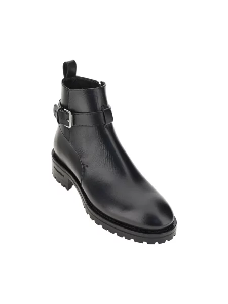 Botki Dsquared2 skórzane z logo czarne