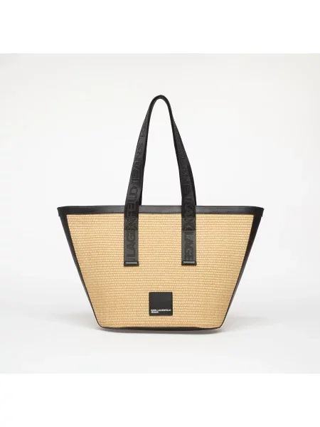Kabelka Karl Lagerfeld Jeans Box Logo Raffia Shopper Bag Natural Universal černá