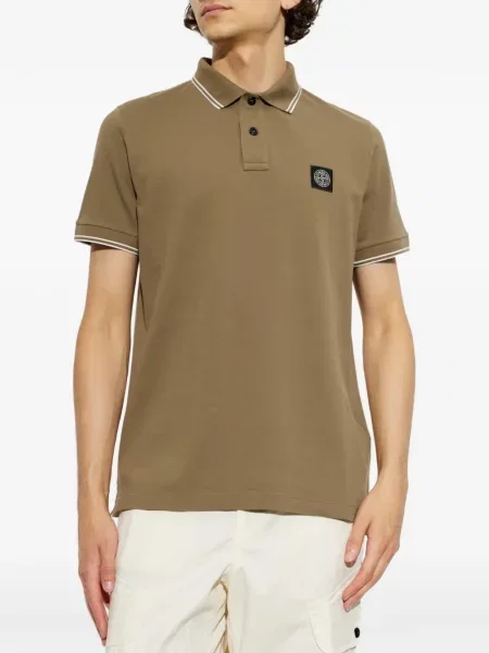 Tricou polo Stone Island cu strasuri maro