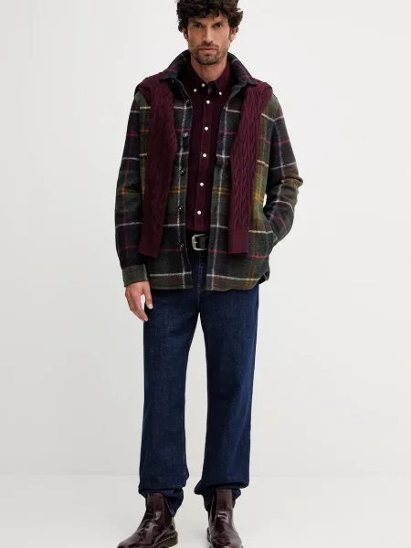 Barbour koszula RAMSEY bordowy regular z kołnierzykiem button-down