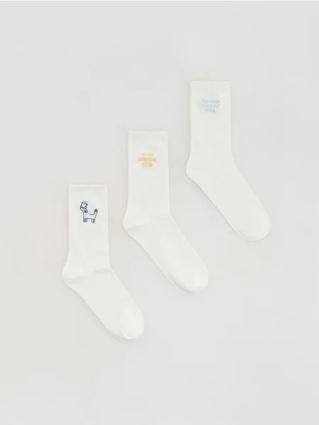 Reserved Вишиті шкарпетки набір з 3 кремовий 