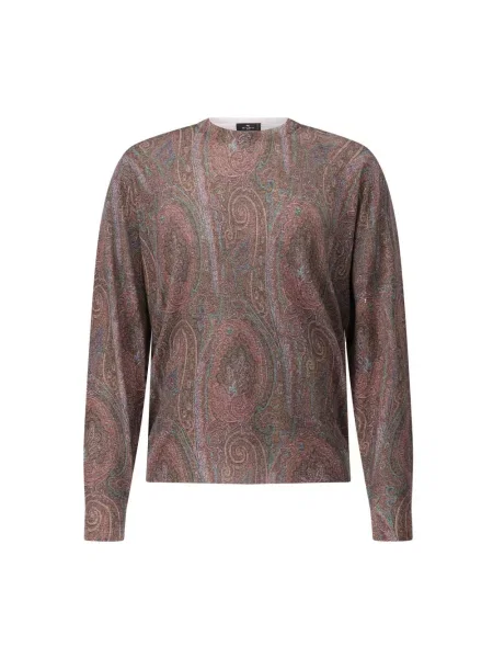 Sweter Etro z kaszmiru z wzorem paisley brązowy