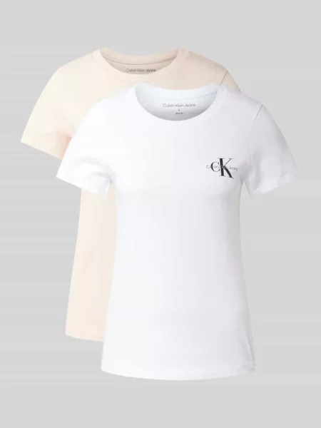 T-shirt z nadrukiem z logo w zestawie 2 szt. Calvin Klein Jeans różowa