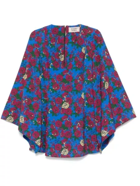 Sukienka mini Alessandro Enriquez w kwiatki z nadrukiem garniturowa niebieska