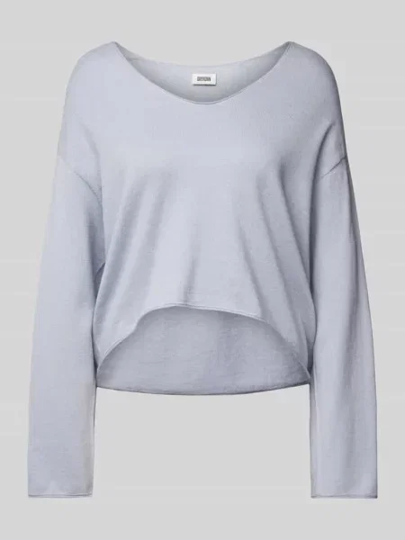 Sweter krótki z dzianiny z dekoltem w łódkę Drykorn